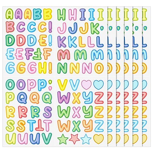 Y7CSZMT Buchstaben-Aufkleber, bunt, selbstklebend, wasserdicht, Vinyl, kleine Alphabet-Aufkleber, Großbuchstaben-Aufkleber für DIY, Scrapbooking, Wasserflaschen, Fenster, Briefkästen, 540 Stück