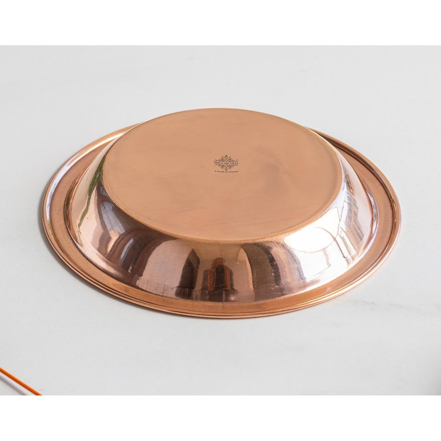 IndianArtVilla Copper Pooja Thali Plate, Poojan Purpose, Spiritual Gift Item, 6" Inch Each, Set of 4 2