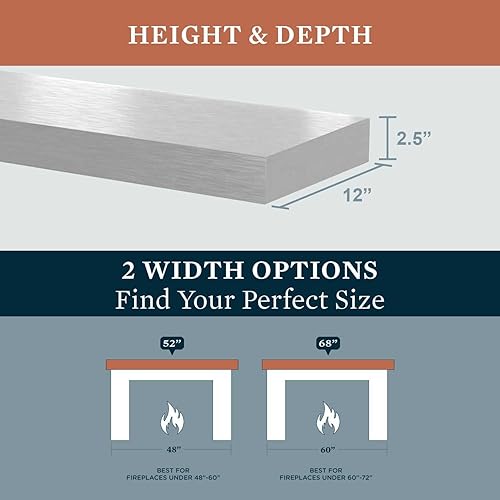 Miniatura 3 de MANTELSDIRECT Titus - Estante de metal de acero inoxidable para repisa, acabado cepillado de 68 pulgadas, hermoso estante moderno, perfecto para