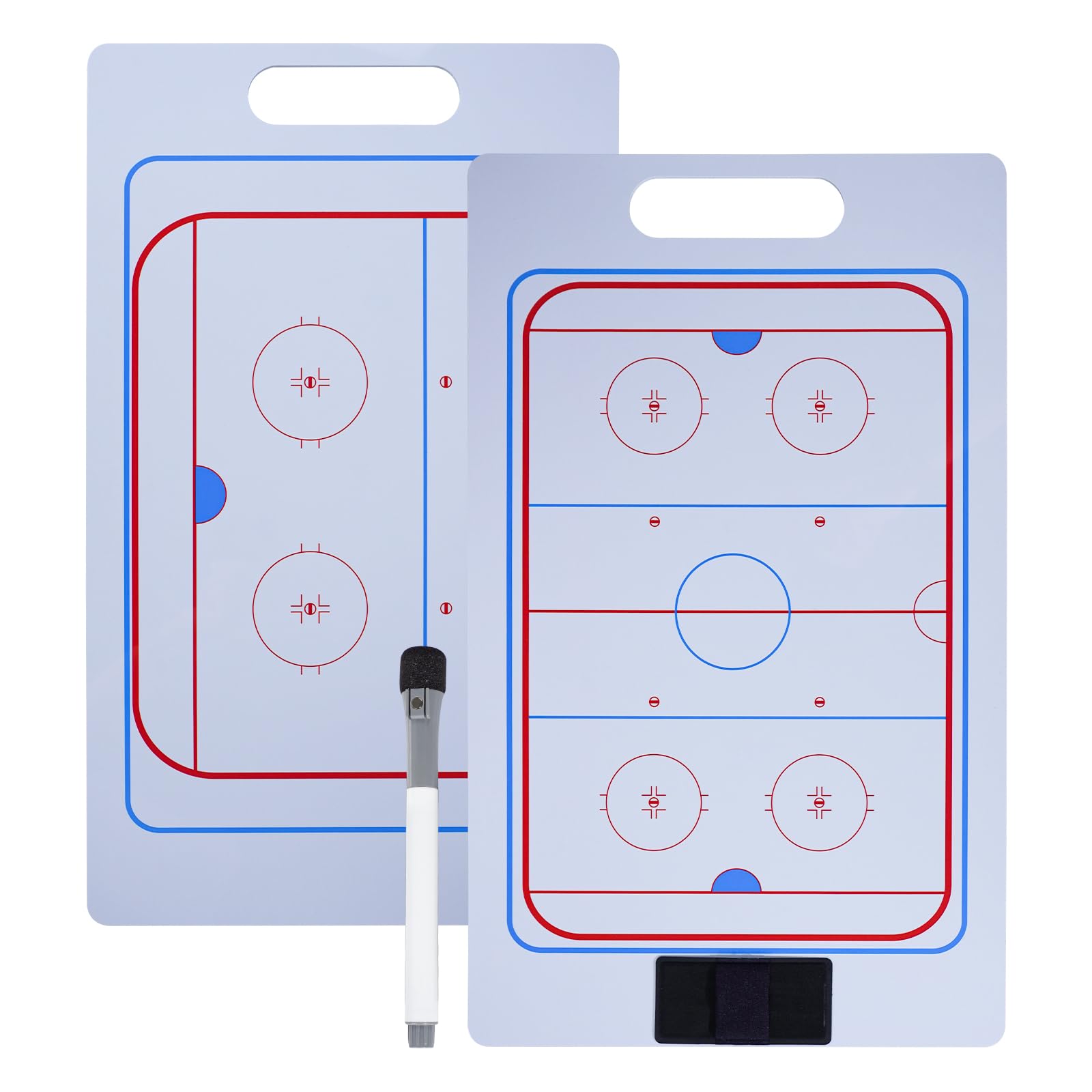 Joyeee Lavagna bianca tattica cancellabile su entrambi i lati con pennarello e clip per penna per allenatori, giocatori, accessori per attrezzature da hockey, regalo perfetto per allenatori, giocatori
