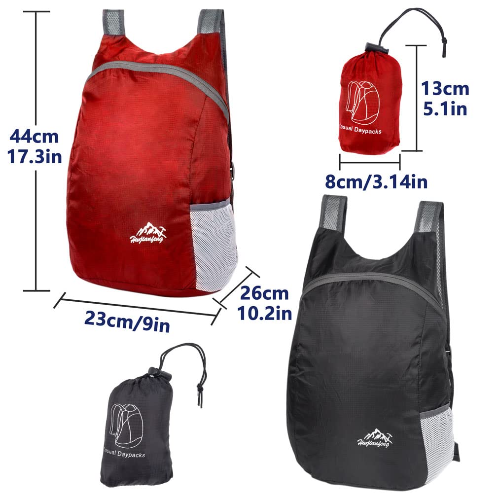 Feibmir 2 zaini ultraleggeri pieghevoli, resistenti all'acqua, zaino da trekking, zaino pieghevole per uomini, donne, bambini, viaggi, campeggio, arrampicata, ciclismo