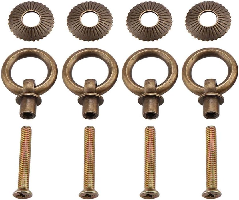 Fdit 4pcs/Pack Mini Simple Vintage Pull Rings Cosmetic Case Jewelry Box Attachment Handle (Bronze)