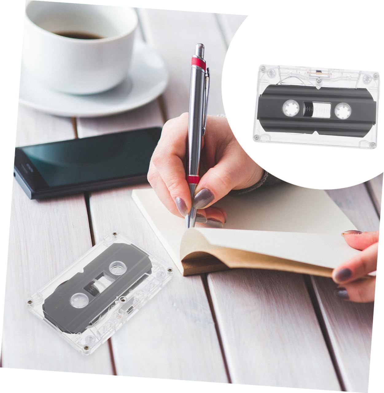 4 Pack Blank Audio Cassette Tapes, Black Recordable 30 Minute