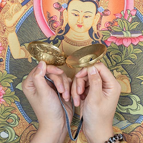 Zenbless Tibetan Dragon Embossed Tingsha Cymbals 2Pcs, With Storage Box And Fabric Case, Meditation Brass Chime Bells For Spiritual Healing Mindfulness, Yoga Buddhist, Relaxation Musical Instruments #TOP7
