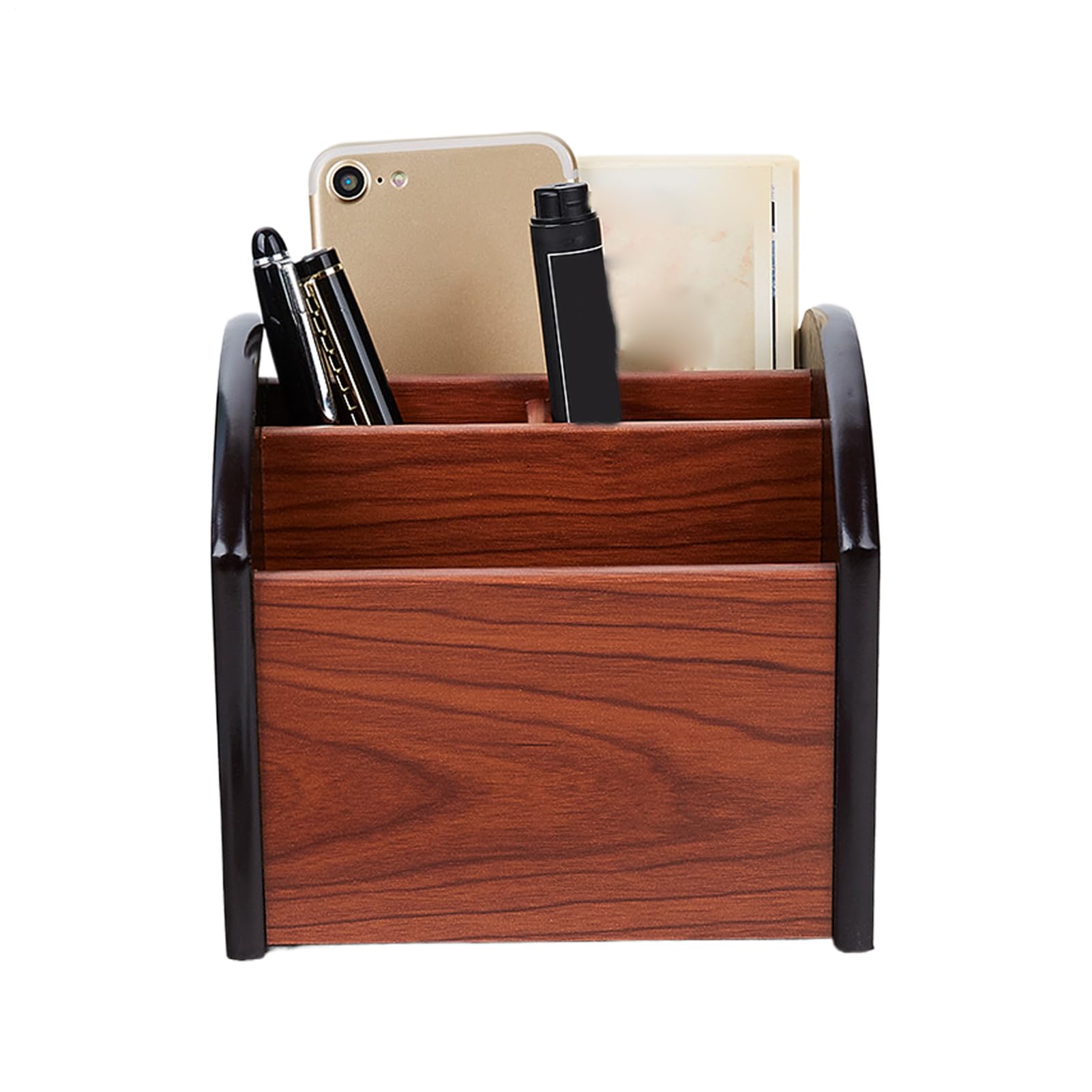 Organiseur de bureau en bois rotatif pour ranger vos crayons et maquillage