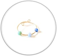 Vista 1 de Anxiety Ring Anti Stress Relief Fidget Worry Ring Adjustable Opal Beads Spinner Ring 14k Gold Filled