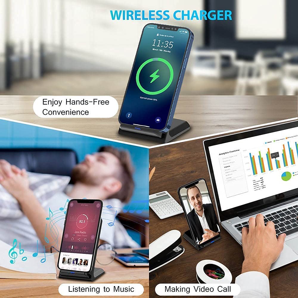 Caricatore a induzione, caricatore senza fili rapido da 20 W, stazione di ricarica per iPhone 17 Pro Max/16 Pro/15/14 Plus/13/12/11/XR/XS,Samsung Galaxy S25/S24/S23/S22/S21/S20,Note20/10, nero con