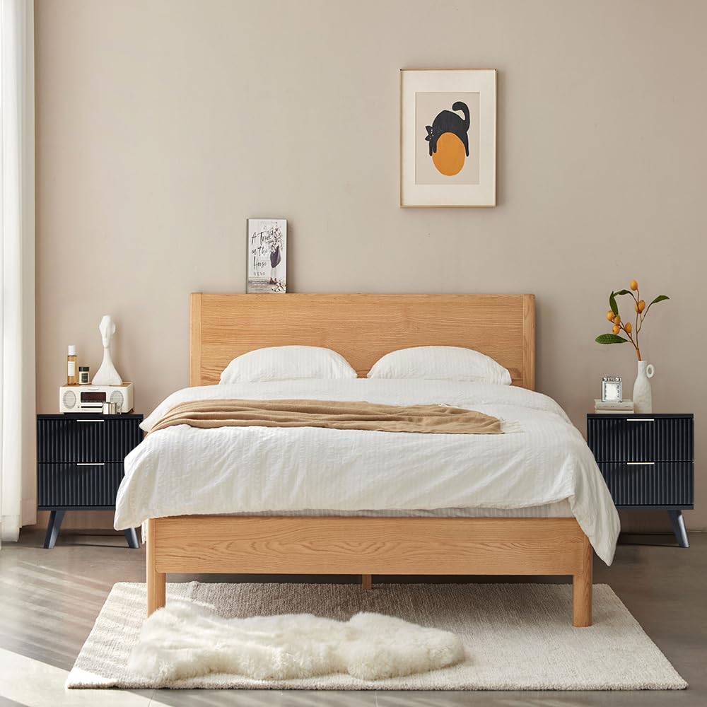 Comodini Moderni Set 2 Pezzi con Cassetto e Ripiano Aperto Nero