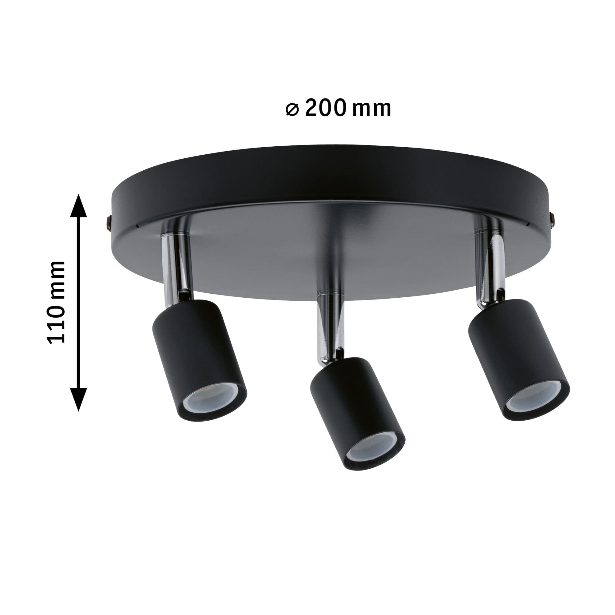 Paulmann 66752 Spotlight Carolina 3-flammig IP44 max. 3x10 Watt dimmbar Deckenstrahler Anthrazit, Chrom Metall Deckenspot GU10 ohne Leuchtmittel