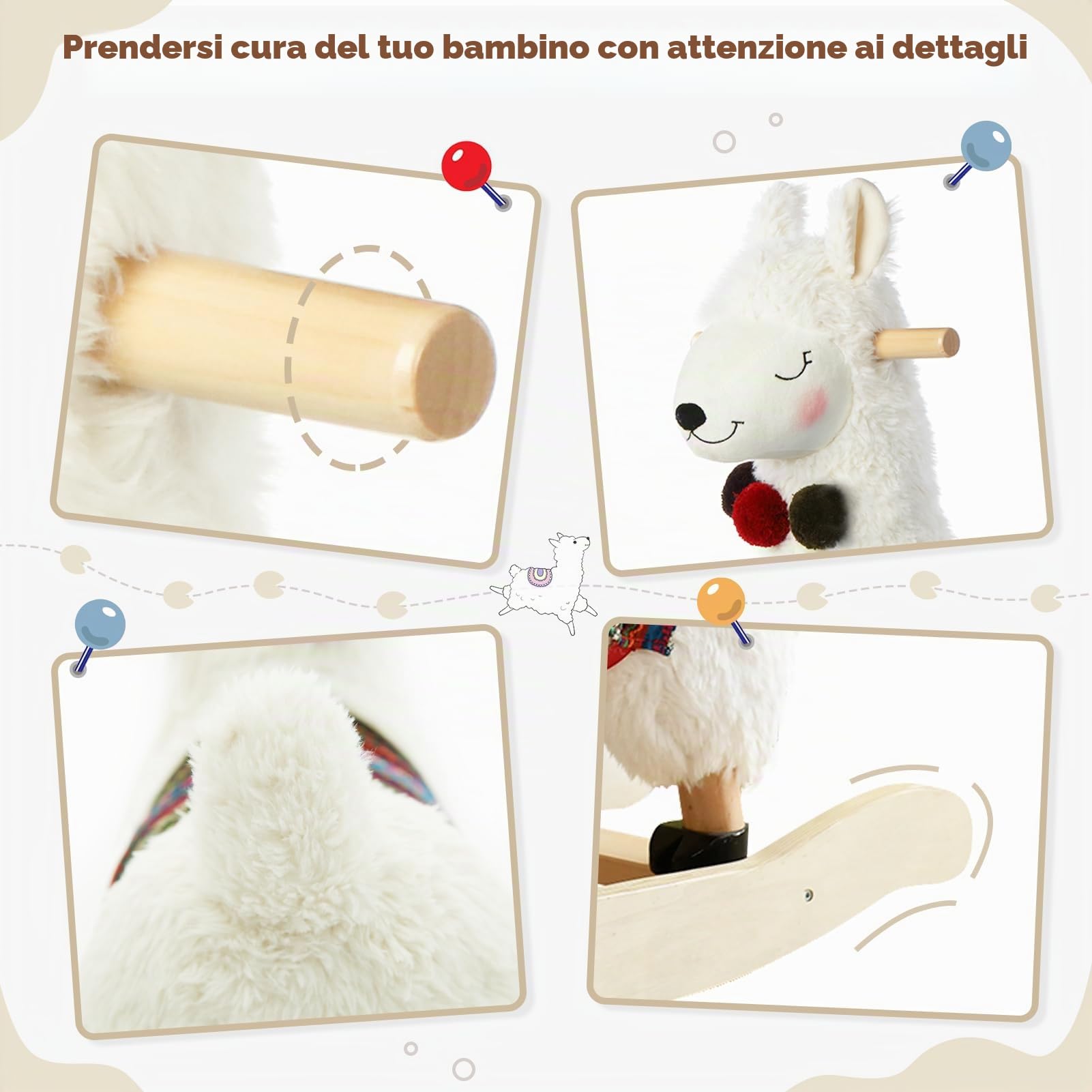 labebe Peluche a Dondolo da Bambino, Giocattolo a Dondolo di Animale farcito, Rocker di Alpaca