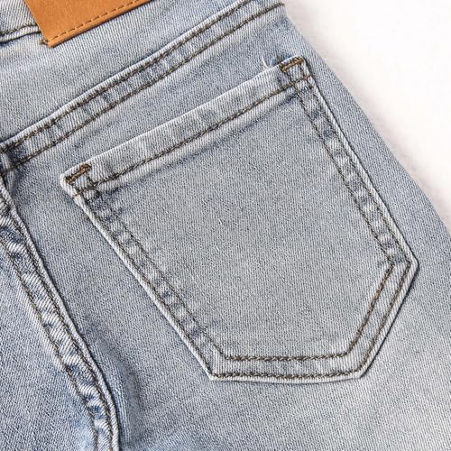 KIDSCOOL SPACE Baby Little Girls Flared Slim Fit Jeans, 18M-6T Bell-Bottom Stretchy Denim Pants3