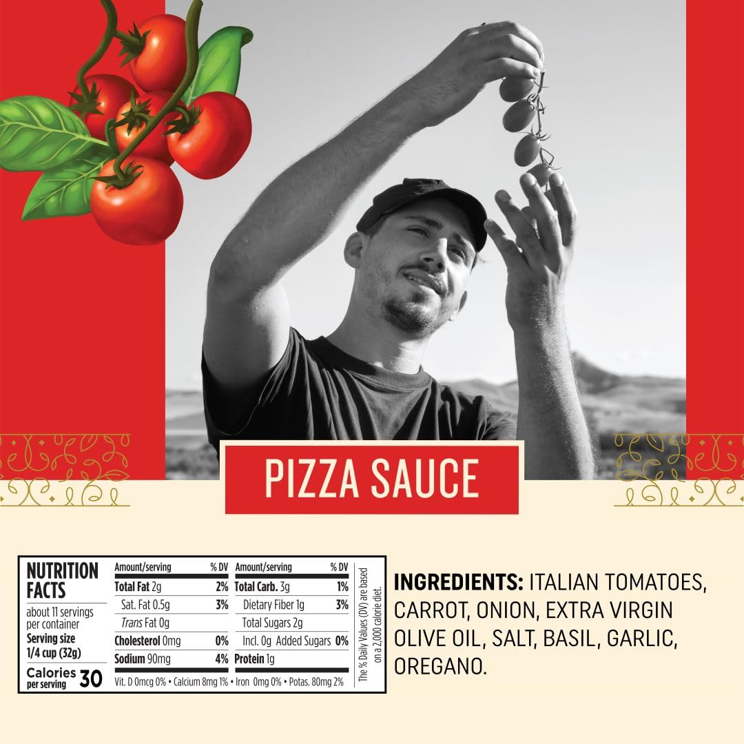 Botticelli Salsa de pizza italiana premium, bajo en carbohidratos, 12 onzas