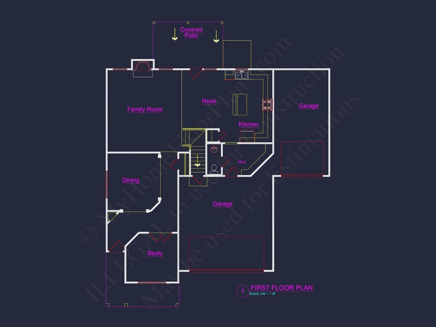 15-1638 HOUSE PLAN - Modern 2.5-Story House Plan with Open Floor Designs and CAD Blueprint