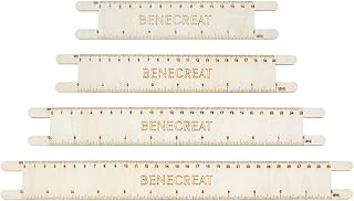 BENECREAT 4 Pcs Wooden Macrame Cord Measuring Tool Macrame Wall Hanging Tool Braided Cord Measure Rulers for Crafts DIY Handmade Works Handicraft Enthusiasts, 6/8/10/12 Inch