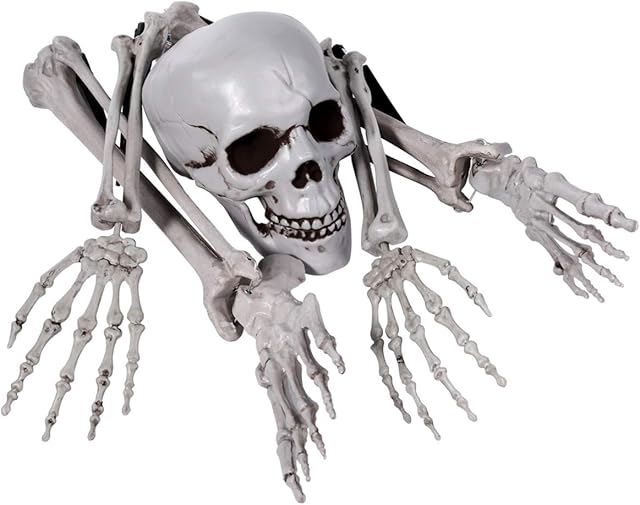 EXCEART Skeleton Bones and Skull Plastic Spooky Fake Skeleton for Halloween Decor Props Graveyard Ground Decor Halloween Skeleton with Movable Joints