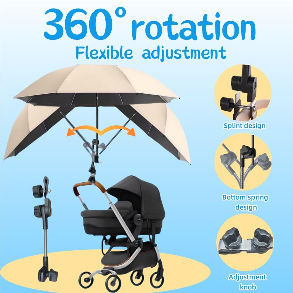 Ombrellone Per Passeggino Protezione UV,Ombrello Per Bambini Con Strisce Riflettenti,Ombrello Portatile per Passeggini E con Clip,Ombrello Pieghevole Per Bambini,Ombrellino Per Passeggino