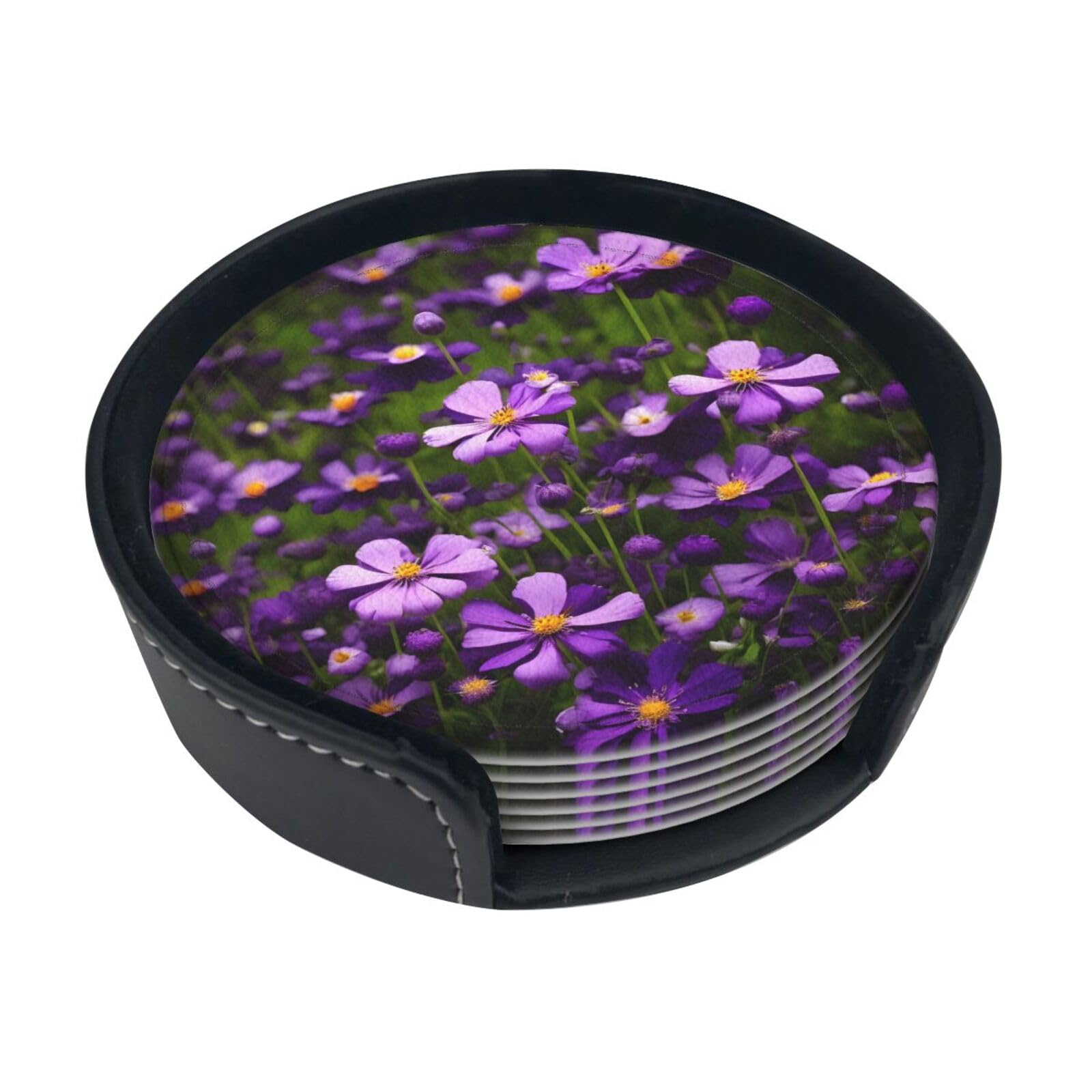 Dessous de verre imprimé fleurs violettes cadeau pendaison de crémaillère