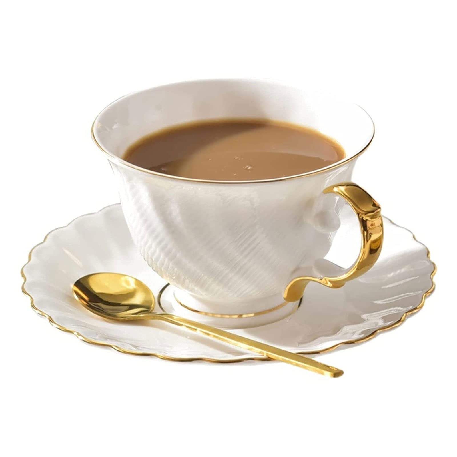 Filiżanki Do Herbaty Lub Kawy 8,5 Uncji, Porcelanowe Filiżanki Do Kawy I Spodki, Zestaw Z Łyżeczkami Do Espresso, Porcelanowe Filiżanki Do Latte, Kawy, Herbaty, Mokki