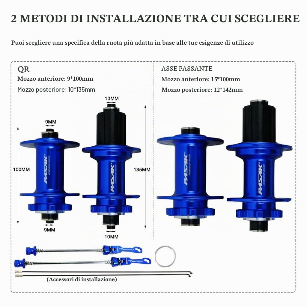 MTB Ruote Bici 26 27.5 29 Pollici, Freno a Disco 142mm Perno Passante HG Mozzo con Cuscinetto Sigillato Cerchione Anteriore Bici for Cassetta a 7-11 velocità