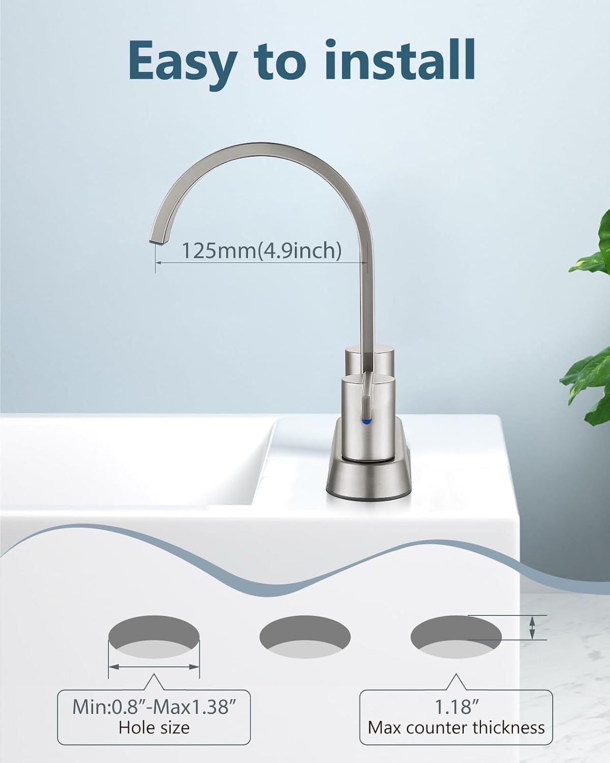 Aolemi Bathroom Faucets for Sink 3 Hole,4 Inch Centerset Waterfall Faucet 2 Handle for Bathroom Sink with Pop-Up Drain and Supply Lines Brushed Nickel