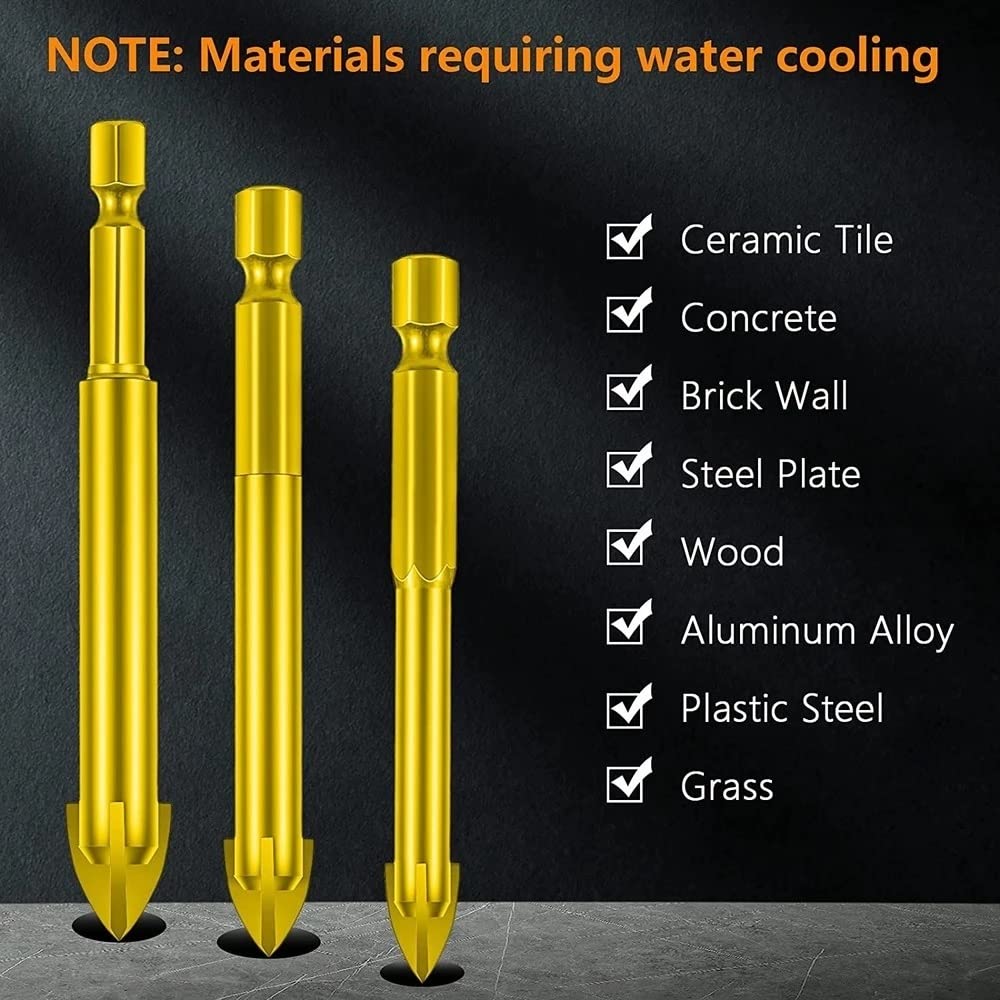 Glass Concrete Drill Bit Set Cross Hex Tile Ceramic Bits Cemented Carbide Universal Drilling Tool Hole Opener
