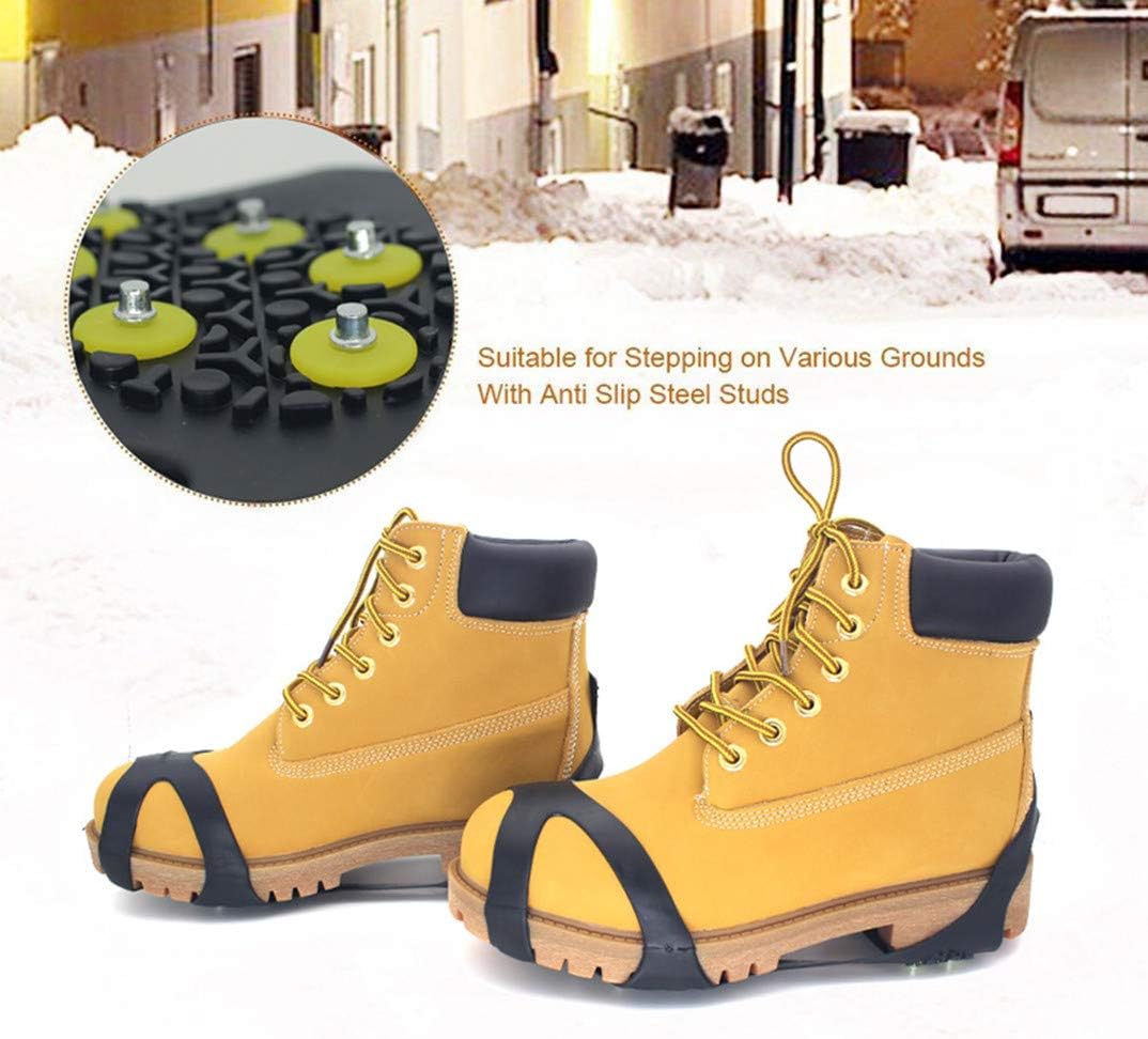 Ice Cleats Snow Grips - Anti-Slip Crampons Traction Cleats Ice & Snow Grippers 10 Steel Studs for Women Men Kids’ Shoes and Boots (Extra 10 Studs)