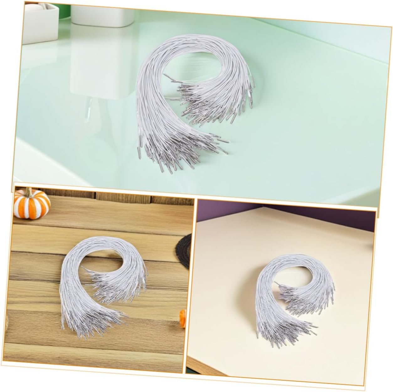200pcs Elastic Hat Chin Strap Cord with Metal Barbs, Stretch Round String for Face Mask, DIY Party Hat Fastener, Multipurpose Elastic Mask Hanging Rope