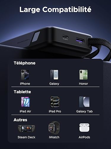 UGREEN Nexode 45W Power Bank 20000mAh Ricarica Rapida Caricatore Portatile PC Cavo USB C Integrato PD3.0 LED Compatibile con iPhone 17 16 15 14 Plus Pro Max Air Galaxy S25 S24 A56 A16 MacBook iPad - 7