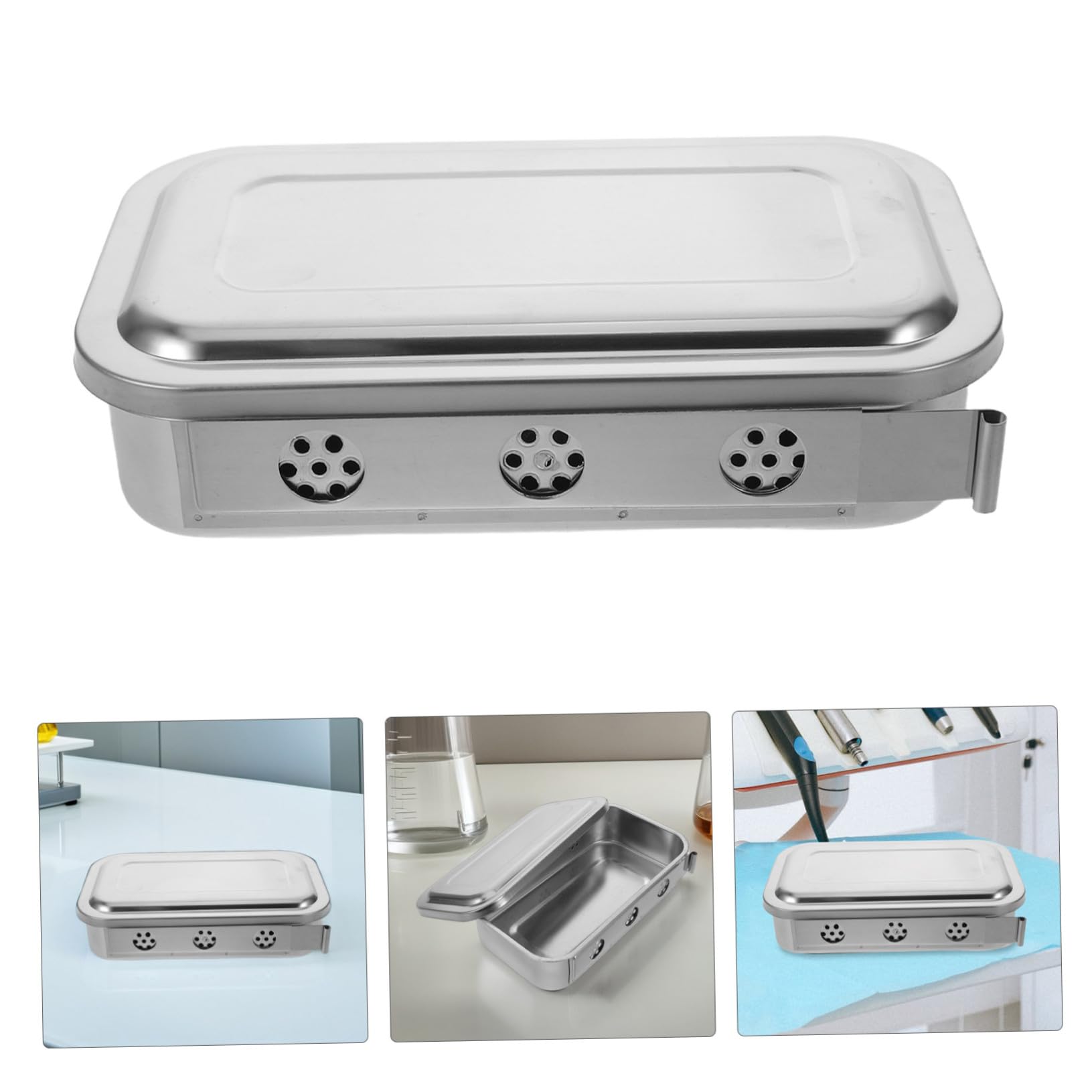 PRETYZOOM 5 Piezas Bandeja de Acero Inoxidable para Instrumentos Quirúrgicos con Tapa y Opciones Perforada o Maciza Resistente y Segura para Médica Hospitales y Clínicas