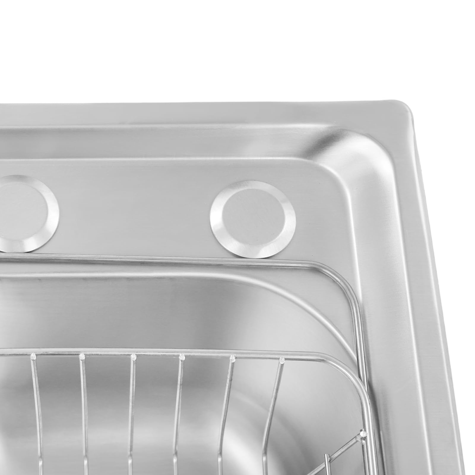Fregadero cocina 65x44x20cm de acero inoxidable,empotrable,Fregadero Bajo Encimera o Sobre Encimera con escurridor y desagüe,Fregadero Acero 1 lavabo con protección contra rebosadero,color plateado
