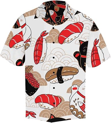 Short Sleeve Sushi Cat Hawaiian Shirt 