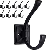 Vista 1 de TUNNY Paquete de 10 Ganchos para Colgar Abrigos en la Pared de Diseño Antiguo - Ganchos para Abrigos Negro Mate Gancho para Toallas para Gabinete