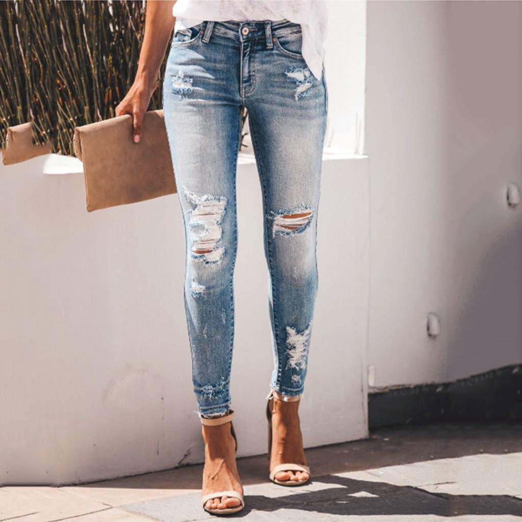 Pantalones Vaqueros elásticos para Mujer con Tira de Botones visibles, Elegantes, Cintura Alta, Ajustados, de Estilo Urbano, Azul