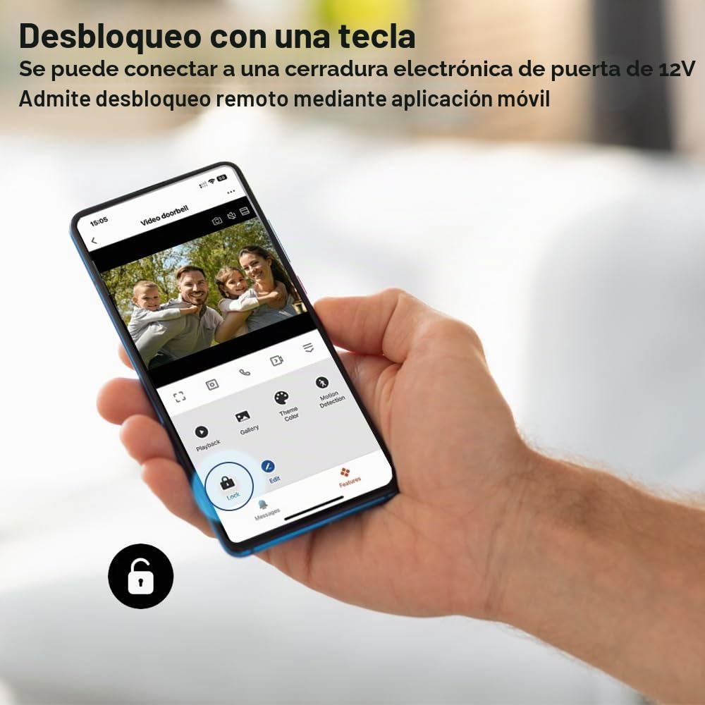 ANJIELO SMART Cámara de Video Timbre 1080P con Pantalla táctil de 10 Pulgadas, intercomunicador de Timbre de Video, (1 Timbre + 3 Pantallas)
