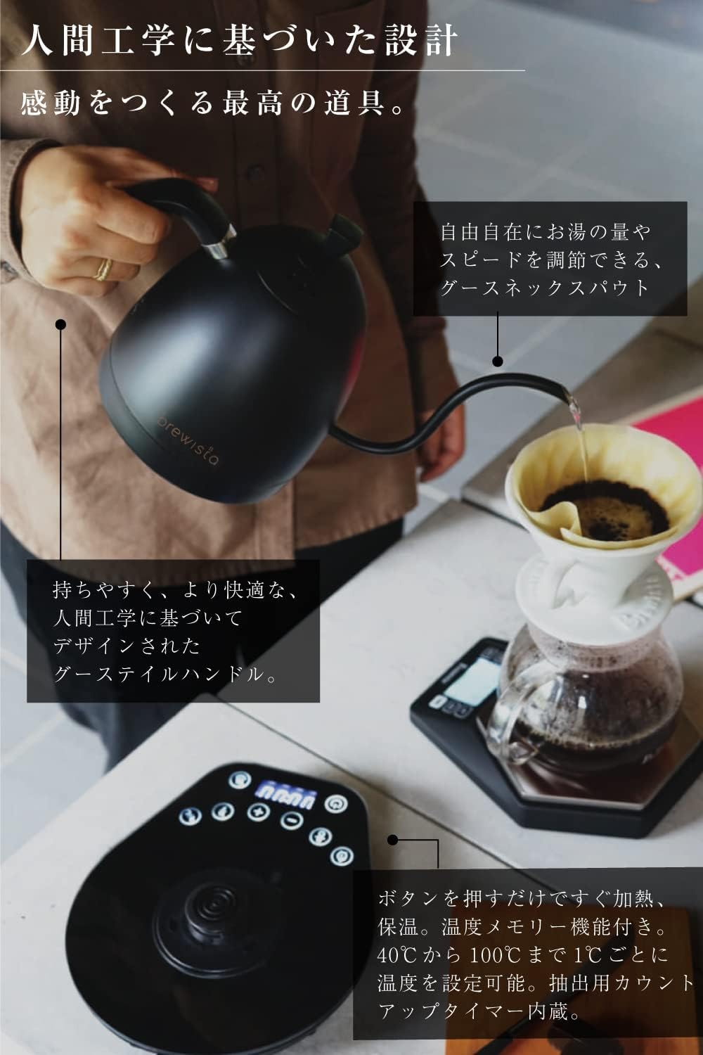 Brewista ブリューイスタ 電気ケトル 温度調節機能付 コーヒー 