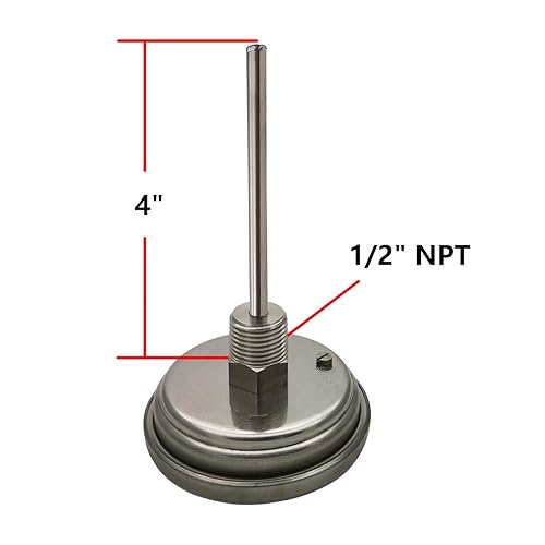 Miniatura 3 de HiQltyla Termómetro de destilación casera para olla de hervidor de cerveza de 3.2 pulgadas, acero inoxidable, vástago de sonda de 4 pulgadas