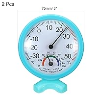 Vista 2 de PATIKIL Termómetro higrómetro de interior de 2.953 in, paquete de 2 mini medidores de medición automática de temperatura y humedad con base