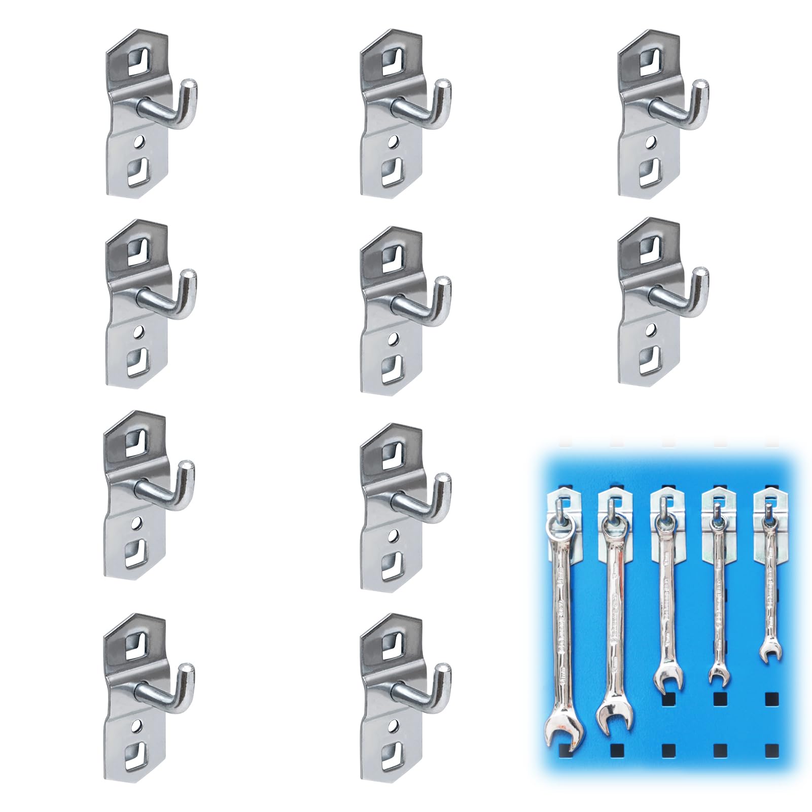 10 Stück Lochwand Haken, Regal Lochwandhaken Stahl, Werkzeughalter Lochwand Zubehör, Haken Wandpaneele Werkzeugwand,Metall Display Regal Wandhaken Lochplatten Anhänger für Supermarkt Werkstatt (25mm)