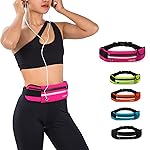 Jueachy Running Belts for Women Waterproof Fanny Pack Running Waist Pouch Phone holder Adjustable Sports Money Belt with Headphone Port Rose
