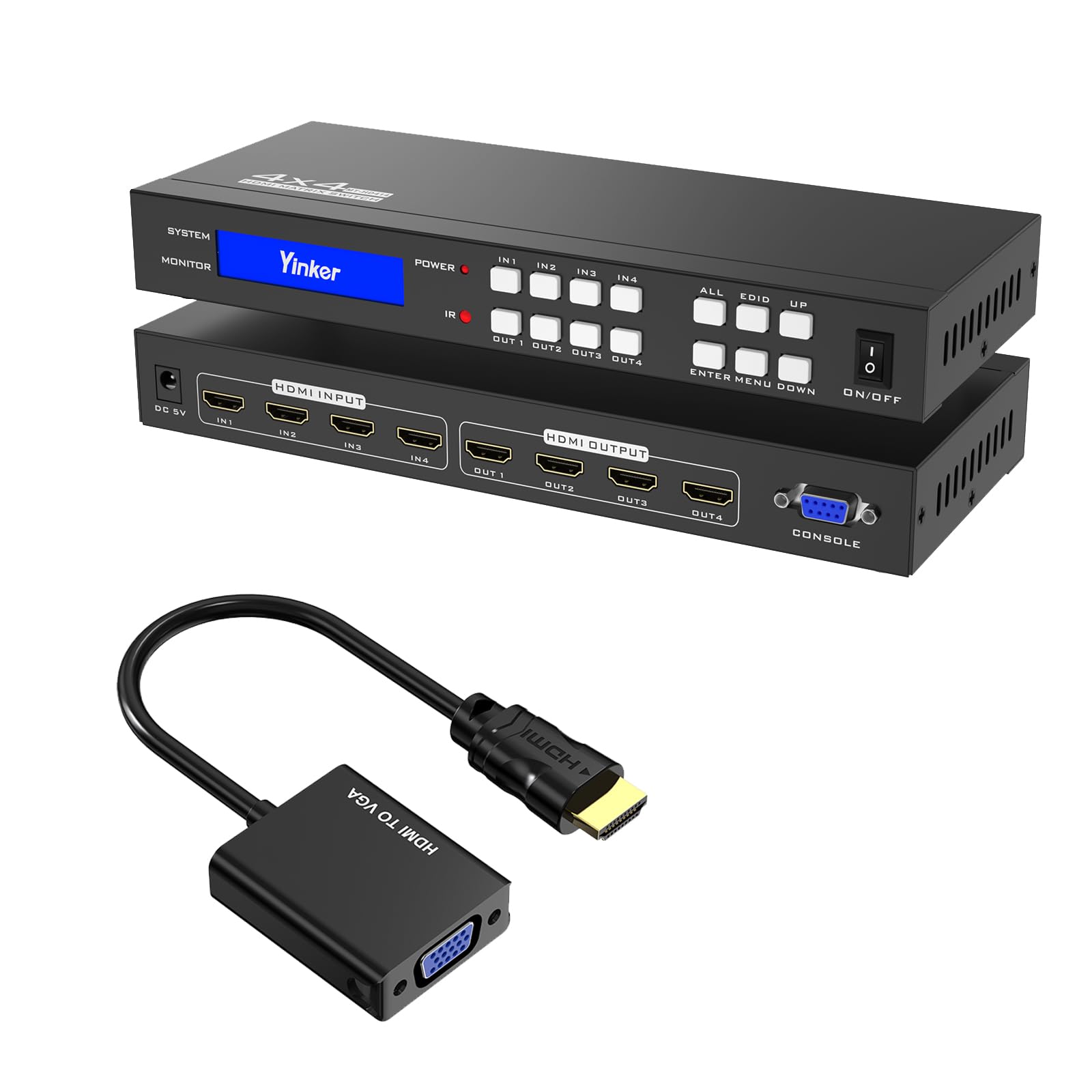 Amazon.com: Yinker 4K HDMI Matrix 4x4 + HDMI to VGA Adapter