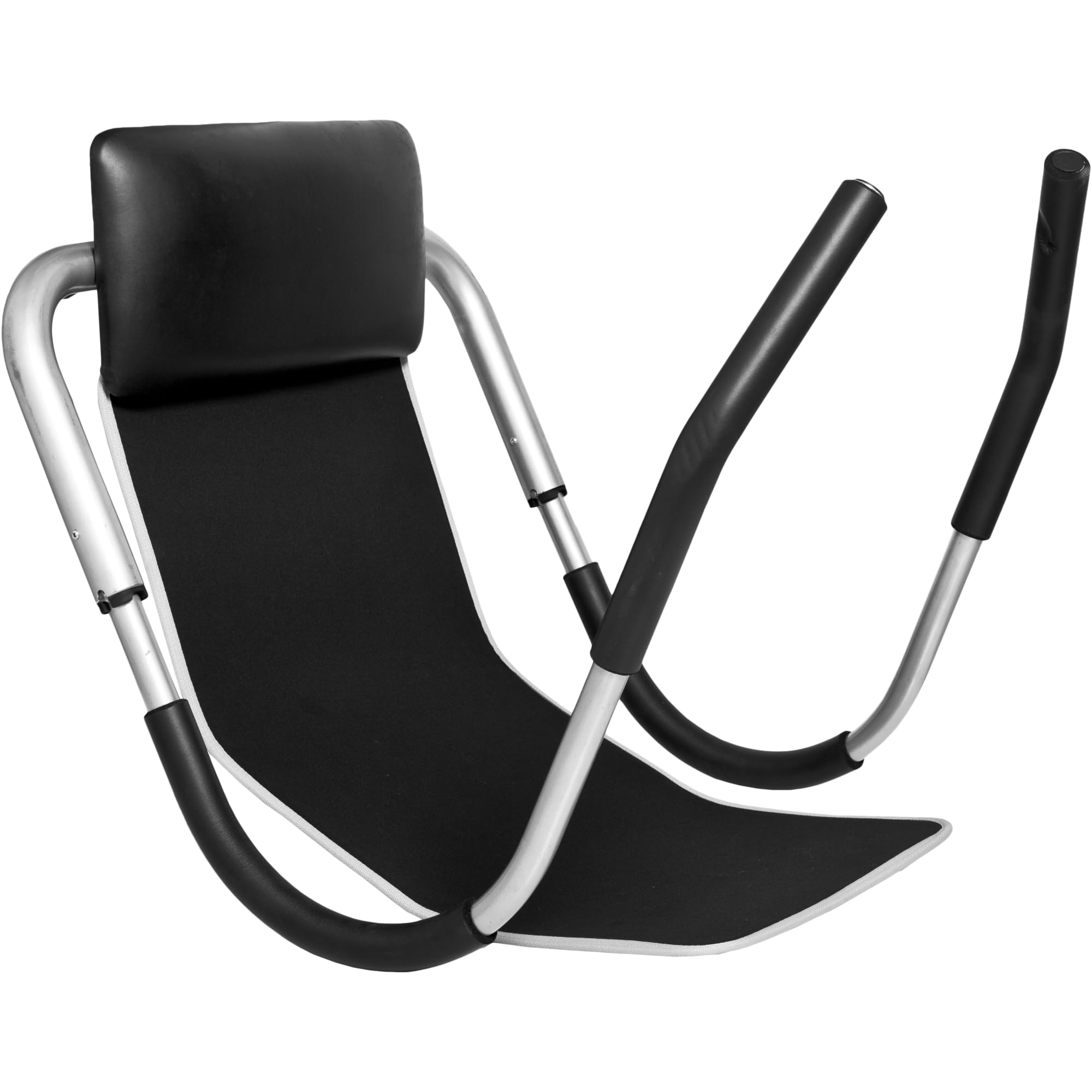 Asiento de Abdominales con Alfombra de Entrenamiento | Plegable, Asas Acolchadas Antideslizantes, Protege la Espalda, Negro/Plata