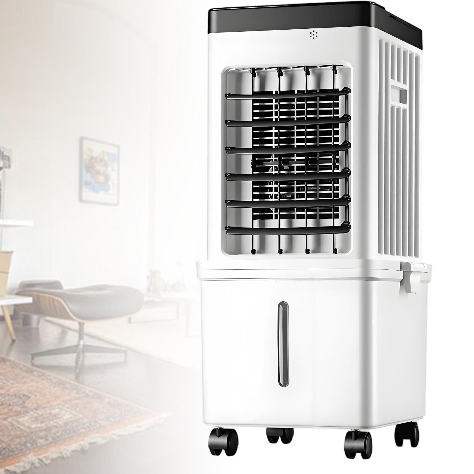 Aire Acondicionado Portátil de 15 L, Unidad Enfriadora Evaporativa para Habitaciones, Ventilador Sin Necesidad de Ventana Que Emite Aire Frío, con Control Remoto