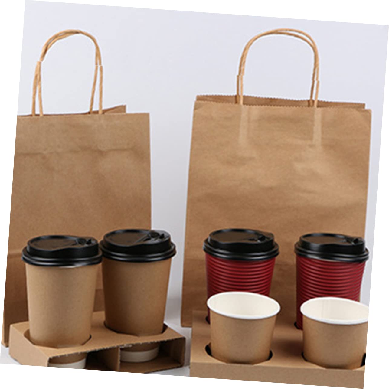 WOONEKY Porta Bicchieri in Carta Ondulata Resistente e Sicuro 2 Tazze Confezione da 50 Pezzi per Bevande da Asporto per Caffè e Uso Takeout
