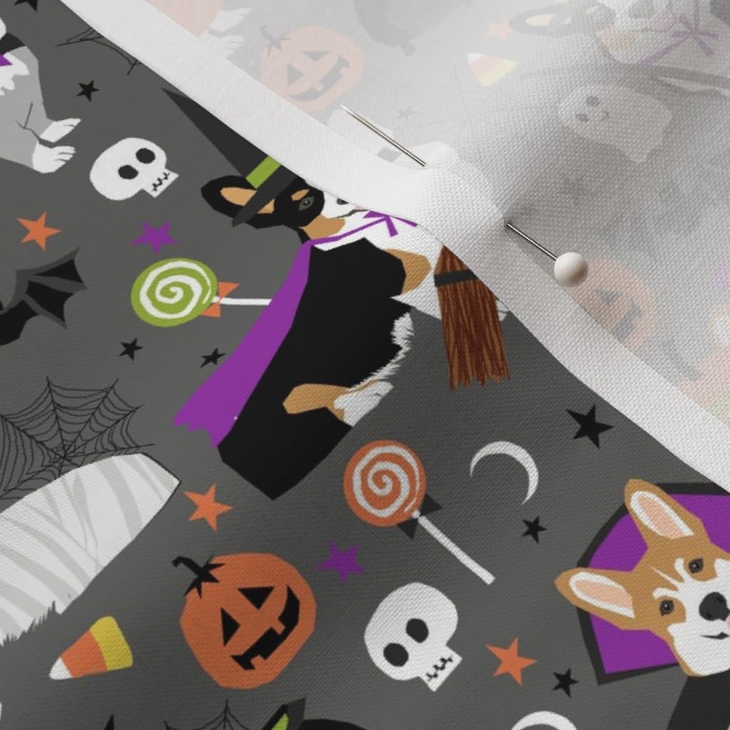 Spoonflower Fabric - Corgi, Halloween, Pet, Dog, Costume, Corgis, Tricolored Corgi, Printed on Petal Signature Cotton Fabric by The Yard - Sewing Quilting Apparel Crafts Decor