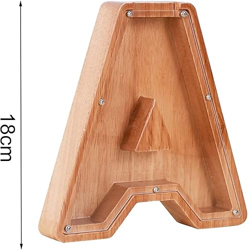 Miniatura 5 de Alcancía de madera con letras para niños y niñas, 26 letras del alfabeto, personalizadas, caja de ahorro de dinero transparente, regalo creativo