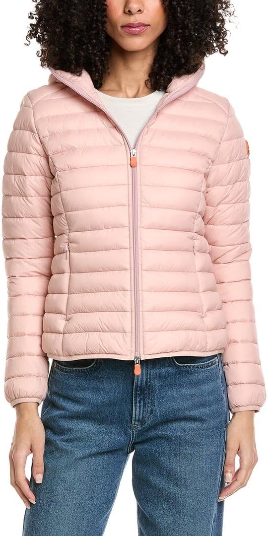 SAVE THE DUCK Women's Daisy Lightweight Animal-Free Windproof Water-Repellent Quick-Dry Zip-Up Hooded Insulated Puffer Jacket