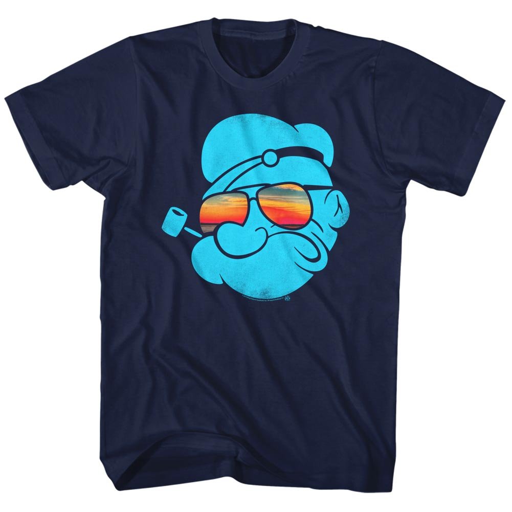 Popeye - Mens Aviators T-Shirt, Medium, Navy