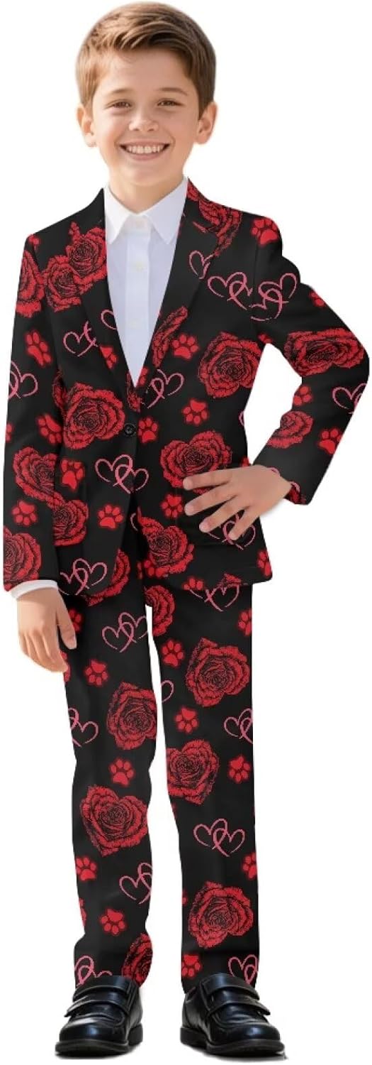 Boys Suit 2 PCS Wedding Tuxedos Blazer Pants Set Casual Suits Notched Lapel Formal Kids Party Blazer 5-14 Years