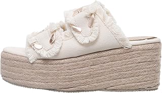 شبشب بكعب ويدج من القماش S-23