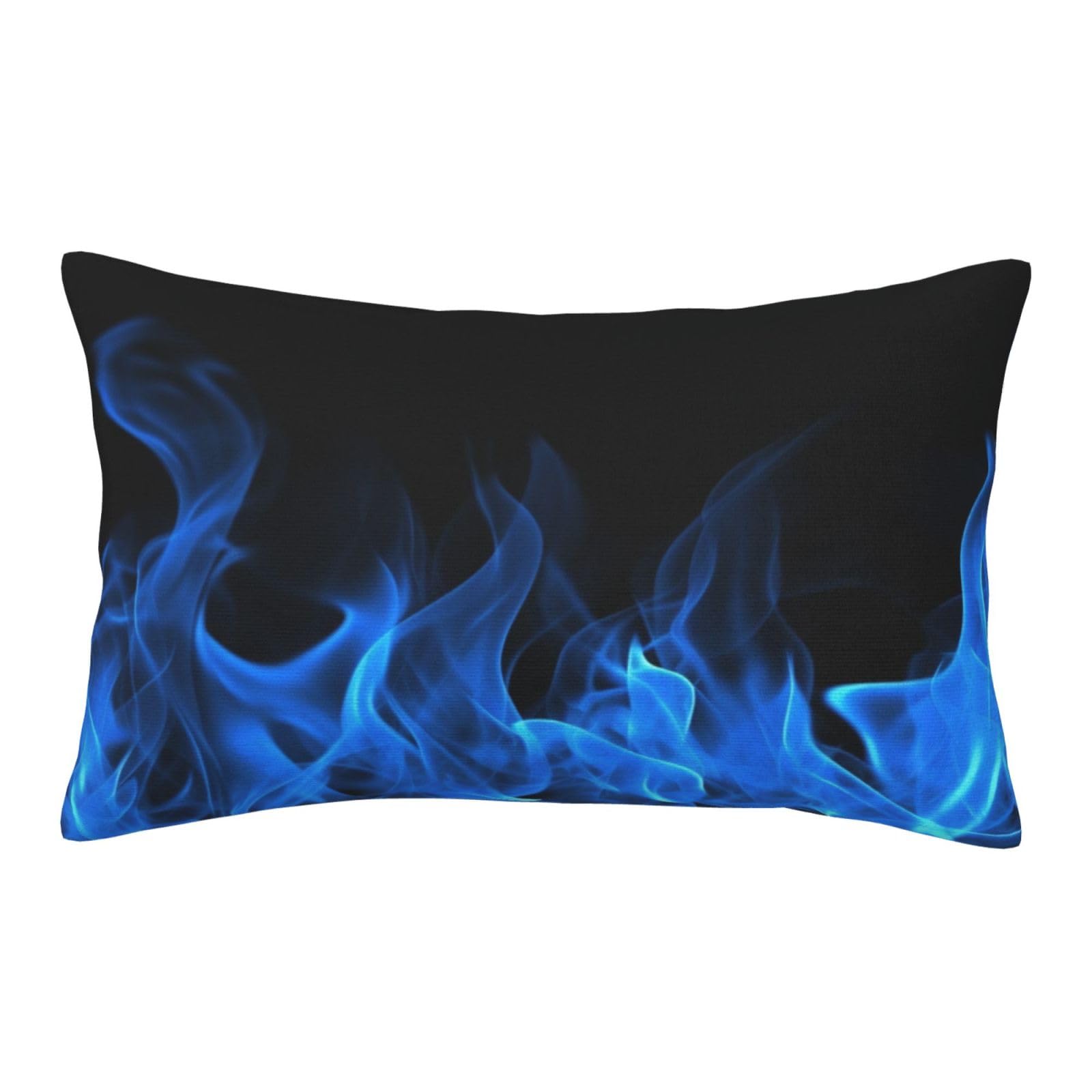 Velvet Pillowcases 16"x24" Ultra Soft Breathable Pillow Cases, Luxury Fuzzy Throw Pillow Covers with Zipper, Blue Flame Pillow Shams All Seasons Decorative Cushion Cases for Couch